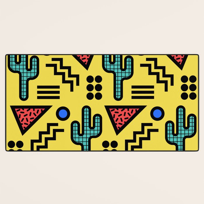 Retro 1980s Memphis Style Southwestern Cactus Design 431 Desk Mat Gallery Image 3