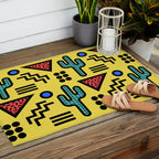 Retro 1980s Memphis Style Southwestern Cactus Design 431 Outdoor Rug Gallery Image 2