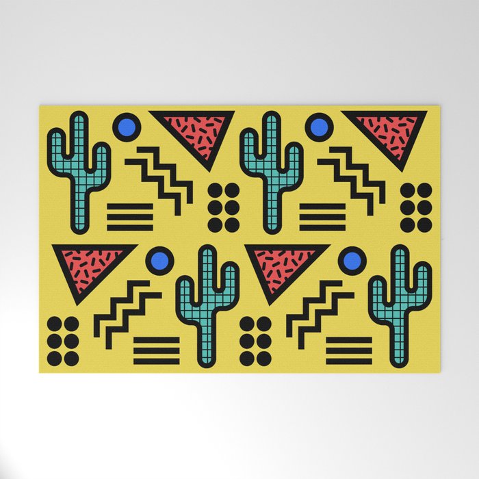 Retro 1980s Memphis Style Southwestern Cactus Design 431 Welcome Mat Gallery Image 1
