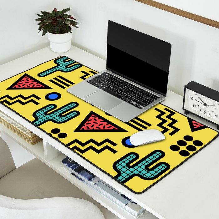 Retro 1980s Memphis Style Southwestern Cactus Design 431 Desk Mat Gallery Image 2