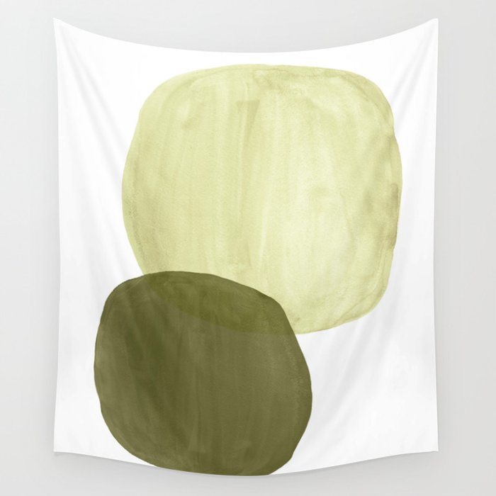 Olive green abstract shapes Wall Tapestry Gallery Image 4