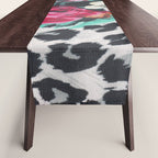 Vintage black white pink floral cheetah animal print Table Runner Gallery Image 1