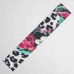 Vintage black white pink floral cheetah animal print Table Runner Gallery Image 3