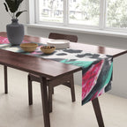 Vintage black white pink floral cheetah animal print Table Runner Gallery Image 2
