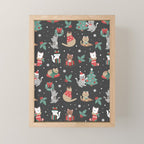 Christmas Festive Cute Holiday Kittens on Dark Mini Art Print Gallery Image 1