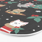 Christmas Festive Cute Holiday Kittens on Dark Bath Mat Gallery Image 3