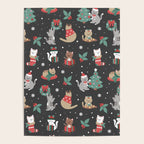 Christmas Festive Cute Holiday Kittens on Dark Poster Gallery Image 4