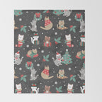 Christmas Festive Cute Holiday Kittens on Dark Throw Blanket Gallery Image 2