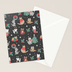 Christmas Festive Cute Holiday Kittens on Dark Stationery Card Gallery Image 2