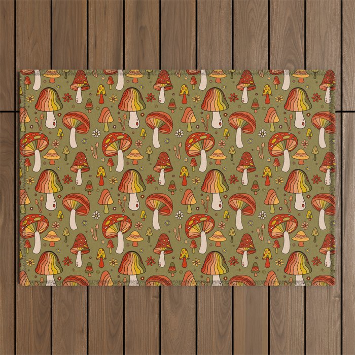 Mushroom Print Outdoor Rug Gallery Image 1