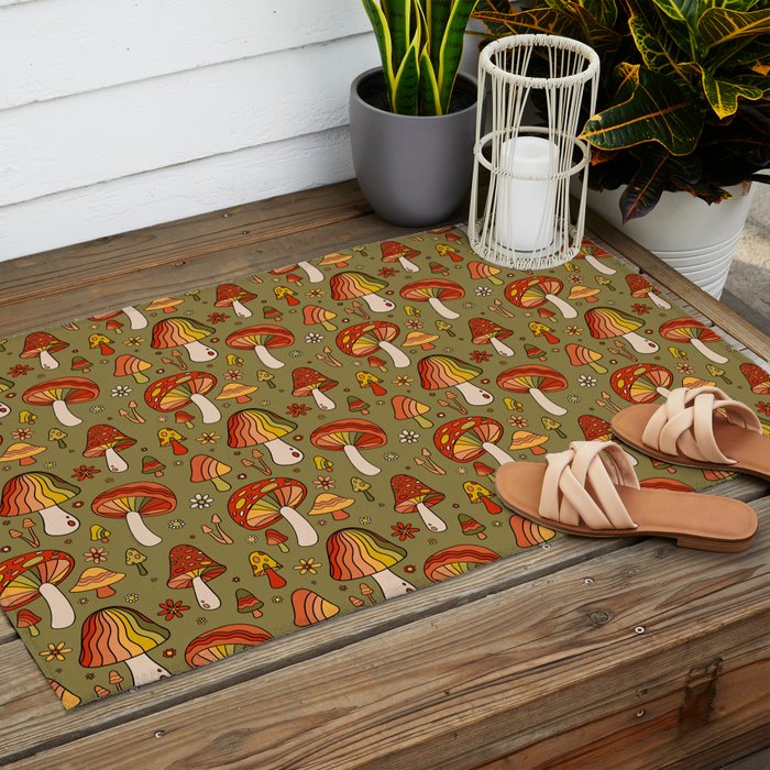 Mushroom Print Outdoor Rug Gallery Image 2