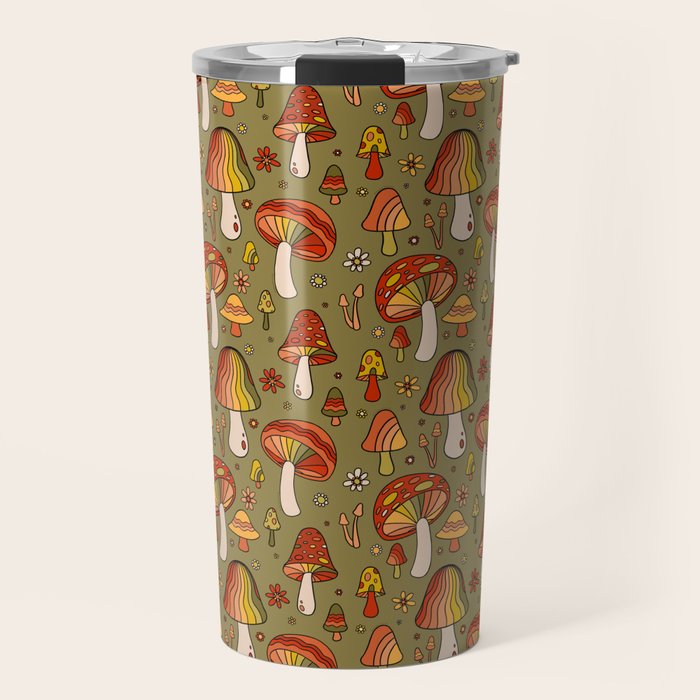 Mushroom Print Travel Mug Gallery Image 1