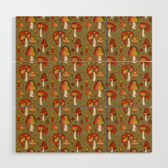 Mushroom Print Wood Wall Art Gallery Image 1