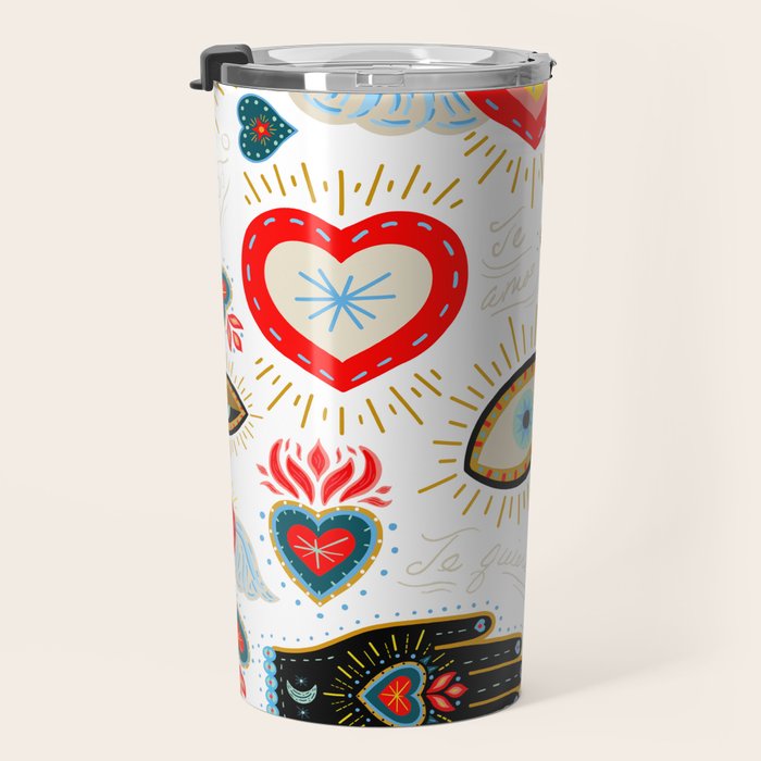 Milagro Love Hearts - White Travel Mug Gallery Image 3