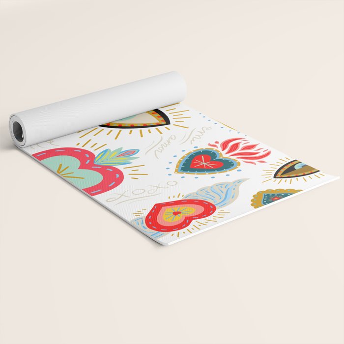 Milagro Love Hearts - White Yoga Mat Gallery Image 2
