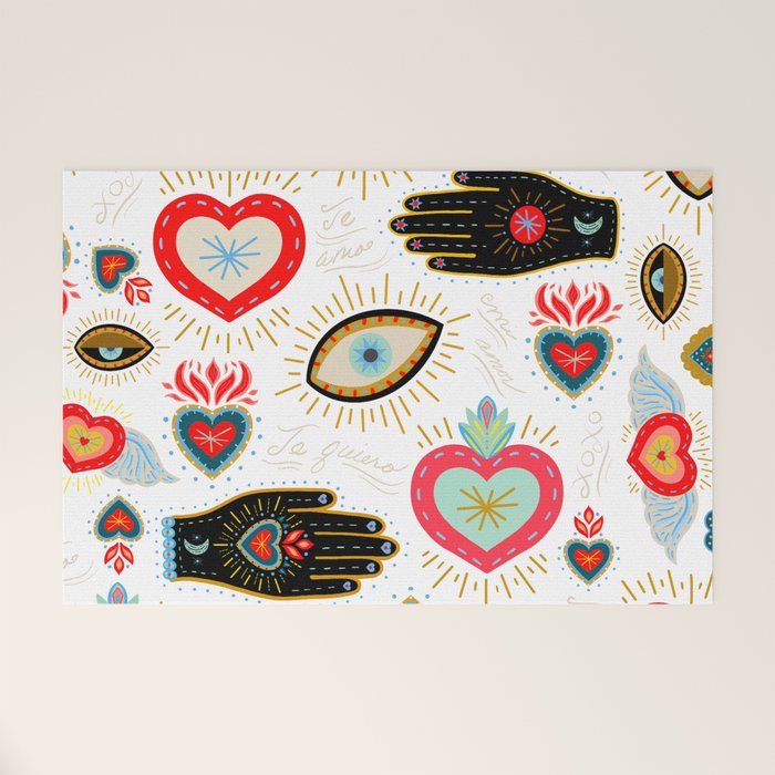 Milagro Love Hearts - White Welcome Mat Gallery Image 1