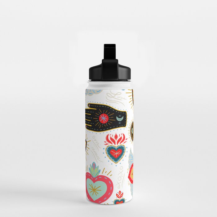 Milagro Love Hearts - White Water Bottle Gallery Image 2