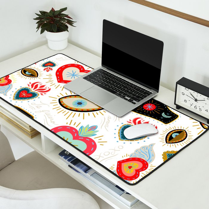 Milagro Love Hearts - White Desk Mat Gallery Image 2