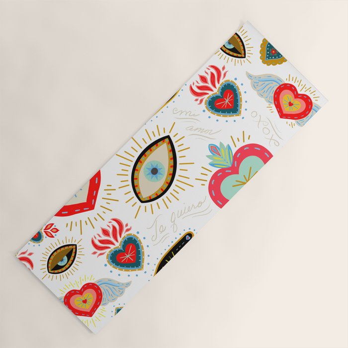 Milagro Love Hearts - White Yoga Mat Gallery Image 1