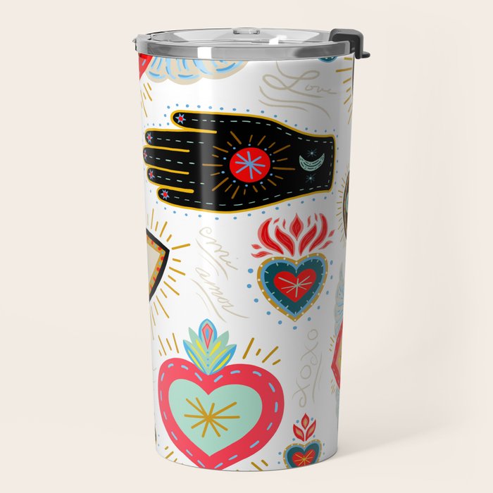 Milagro Love Hearts - White Travel Mug Gallery Image 2