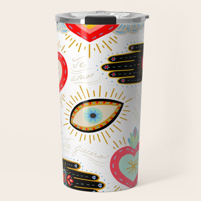 Milagro Love Hearts - White Travel Mug Gallery Image 1