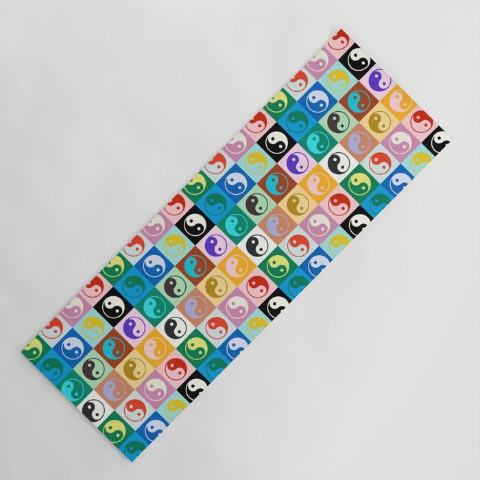 Checkered Yin Yang Pattern (Color Block Version) Yoga Mat Gallery Image 1