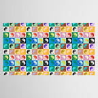 Checkered Yin Yang Pattern (Color Block Version) Tablecloth Gallery Image 2