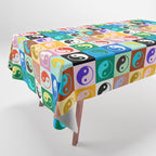 Checkered Yin Yang Pattern (Color Block Version) Tablecloth Gallery Image 1