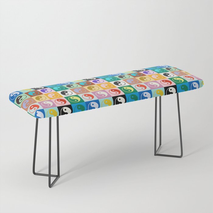 Checkered Yin Yang Pattern (Color Block Version) Bench Gallery Image 1