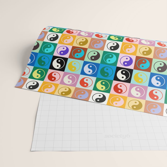 Checkered Yin Yang Pattern (Color Block Version) Wrapping Paper Gallery Image 2