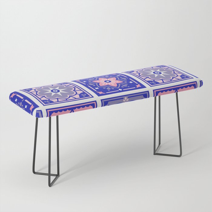 Talavera Mexican Tile - Pink & Periwinkle Palette Bench Gallery Image 1
