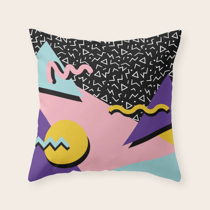 Memphis Pattern 23 - 80s Retro - Pastel Colors Throw Pillow Gallery Image 6