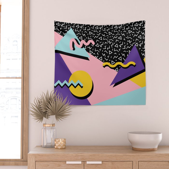 Memphis Pattern 23 - 80s Retro - Pastel Colors Wall Tapestry Gallery Image 2