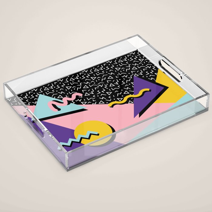 Memphis Pattern 23 - 80s Retro - Pastel Colors Acrylic Tray Gallery Image 1