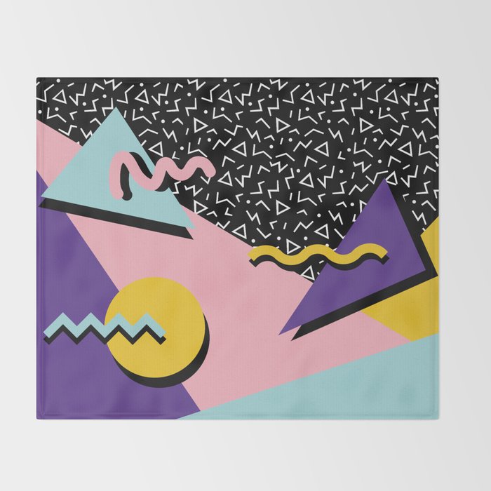 Memphis Pattern 23 - 80s Retro - Pastel Colors Throw Blanket Gallery Image 2