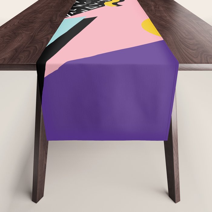 Memphis Pattern 23 - 80s Retro - Pastel Colors Table Runner Gallery Image 1