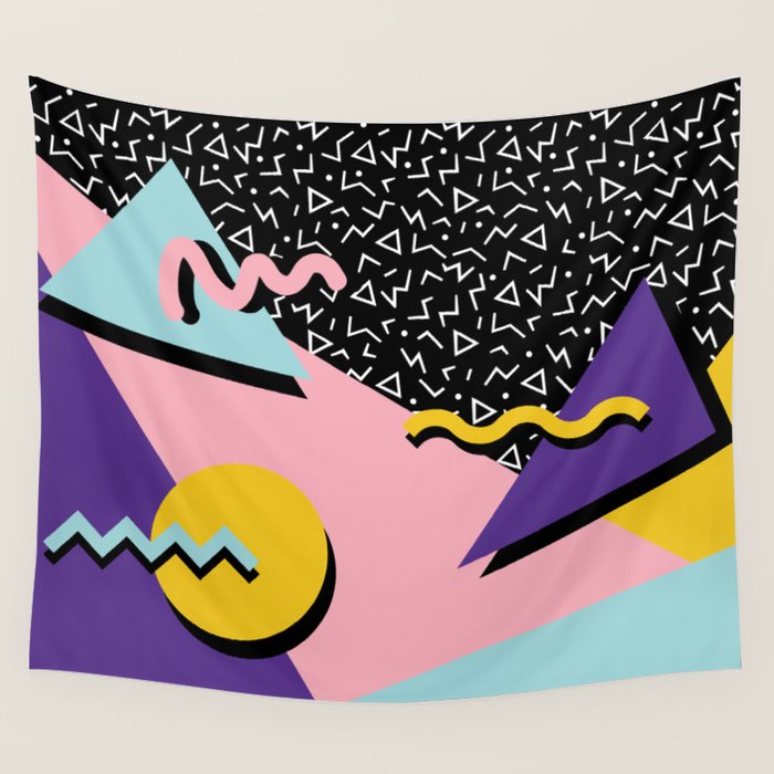Memphis Pattern 23 - 80s Retro - Pastel Colors Wall Tapestry Gallery Image 1