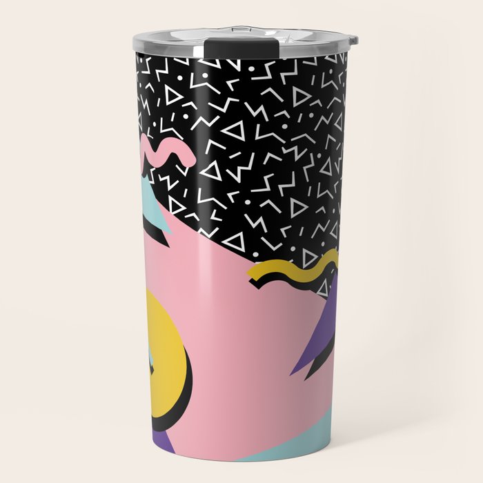 Memphis Pattern 23 - 80s Retro - Pastel Colors Travel Mug Gallery Image 1