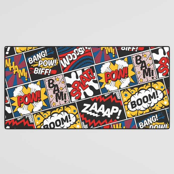 Modern Comic Book Superhero Pattern Color Colour Cartoon Lichtenstein Pop Art Desk Mat Gallery Image 3