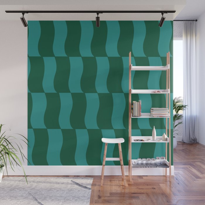 Money Green Wavy Blocks Wall Mural Gallery Image 1
