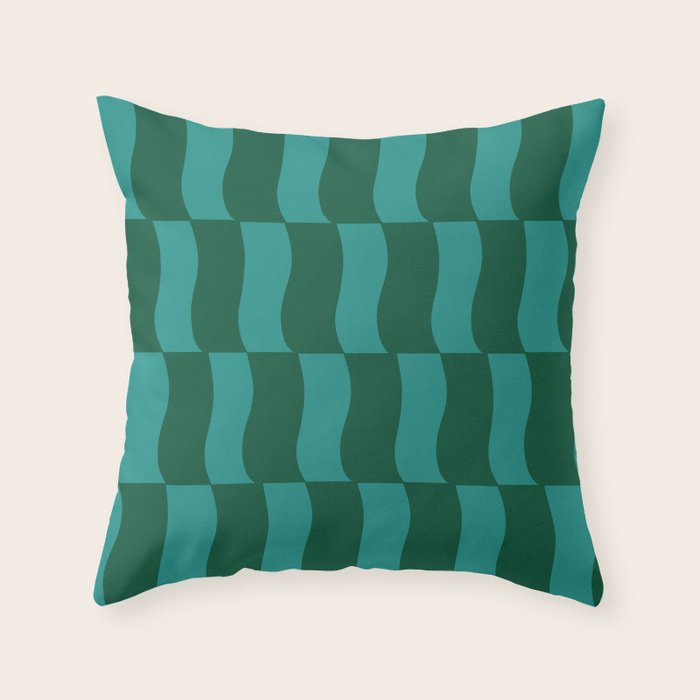 Money Green Wavy Blocks Throw Pillow Gallery Image 6