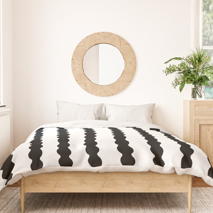 Black and White, Wavy, Squiggle, Stripes Duvet Cover Gallery Image 3