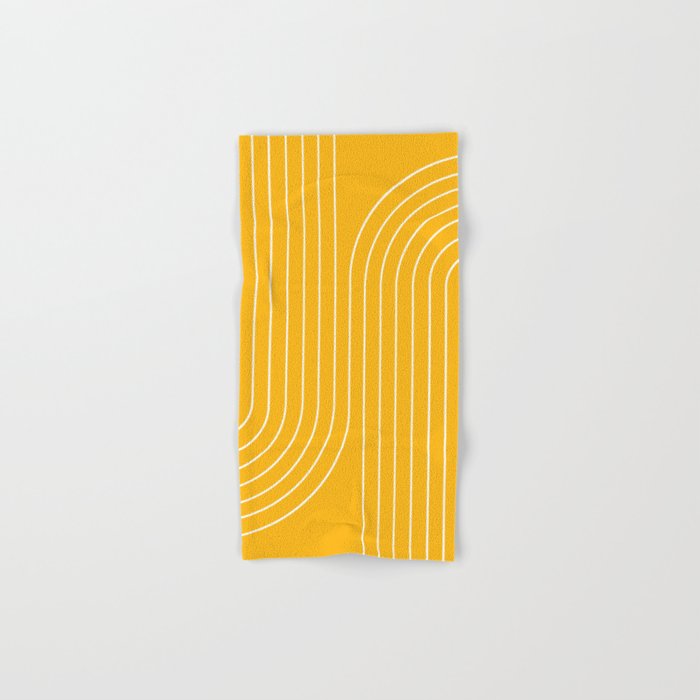 Minimal Line Curvature VIII Golden Yellow Mid Century Modern Arch Abstract Hand & Bath Towel Gallery Image 1