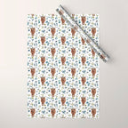 Highland Cow, Highland Cows with Flowers, Flower Crown, Floral Print, Watercolor Wrapping Paper Gallery Image 1