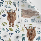 Highland Cow, Highland Cows with Flowers, Flower Crown, Floral Print, Watercolor Wall Tapestry Gallery Image 3