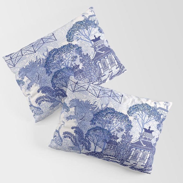 Blue Willow Godzilla Pillow Sham Gallery Image 3