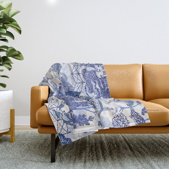 Blue Willow Godzilla Throw Blanket Gallery Image 1