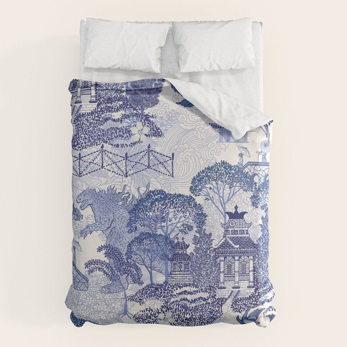 Blue Willow Godzilla Duvet Cover Gallery Image 1