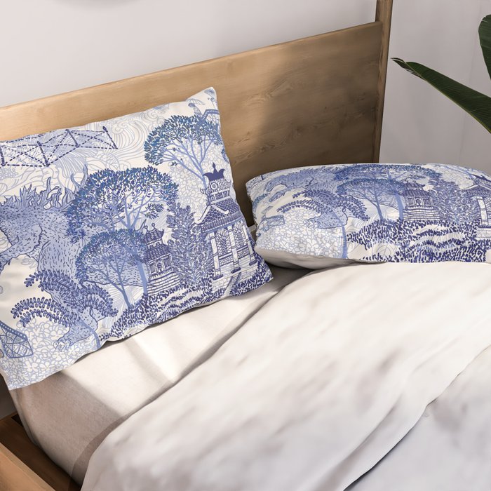 Blue Willow Godzilla Pillow Sham Gallery Image 2