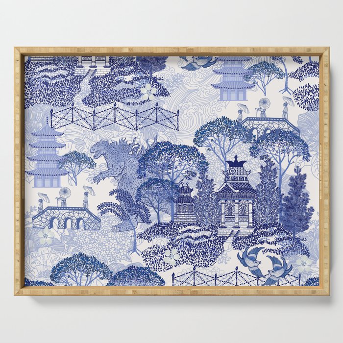 Blue Willow Godzilla Serving Tray Gallery Image 1